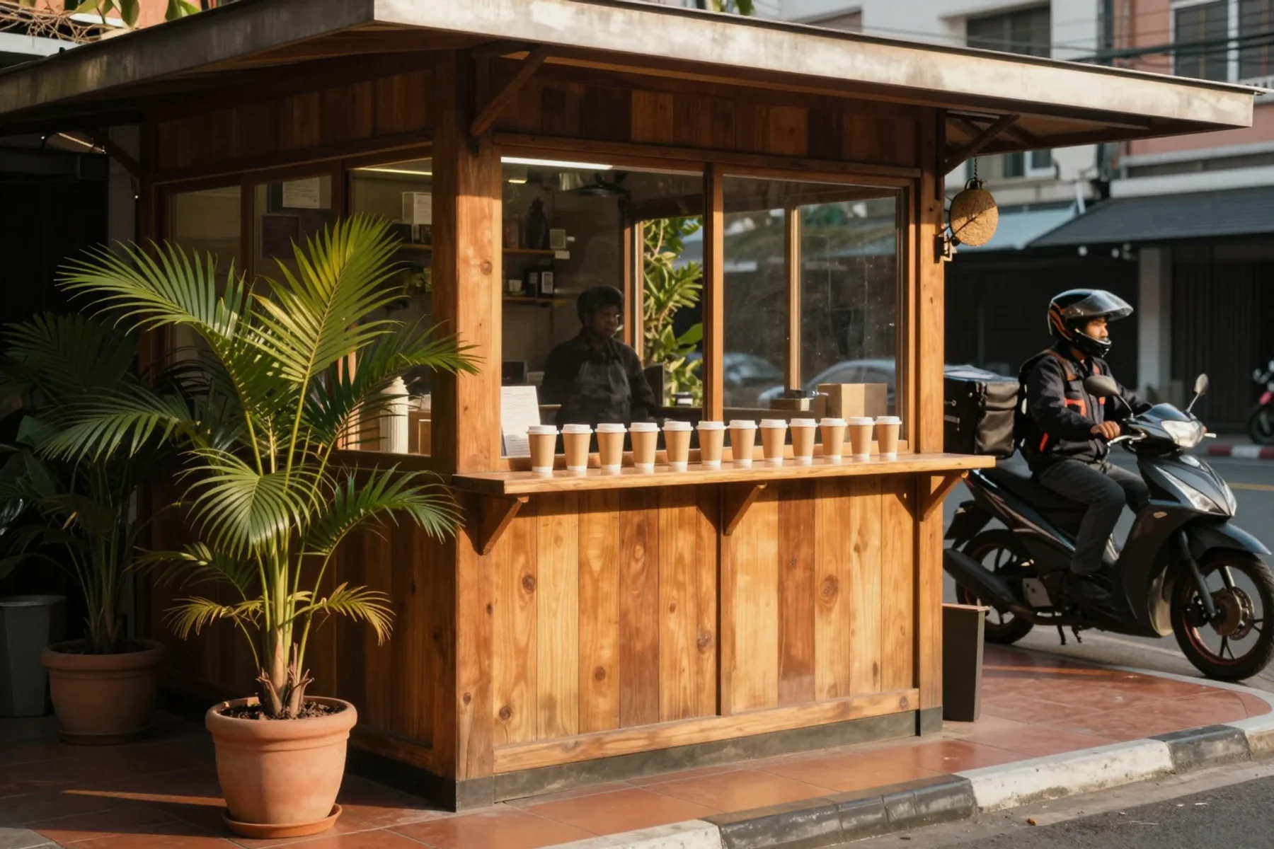 Foto ilustrasi eksterior kedai kopi
